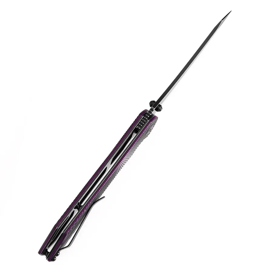 Tenable Colibri Tech T1060A3 – 4.34" Blackwash Nitro-V Blade, Black & Purple G10 Handle