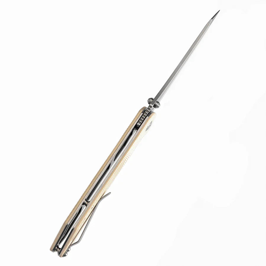 Tenable Colibri Tech T1060A4 – 4.64" Stonewashed Nitro-V Blade, Ivory White G10 Handle