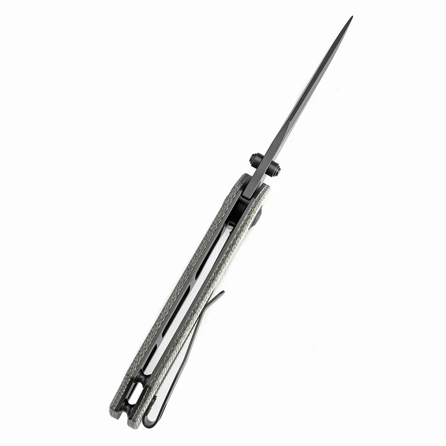 Tenable Fermi T1122A4 – 3.11" Gray TiCN-Coated 14C28N Blade, Green Micarta Handle with Liner Lock
