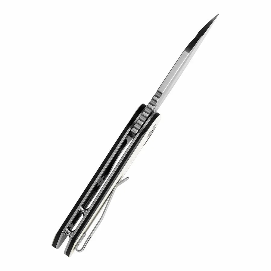 Tenable Rafe L T1048A4 – 3.19" Satin 14C28N Blade, Ivory White & Black G10 Handle with Liner Lock