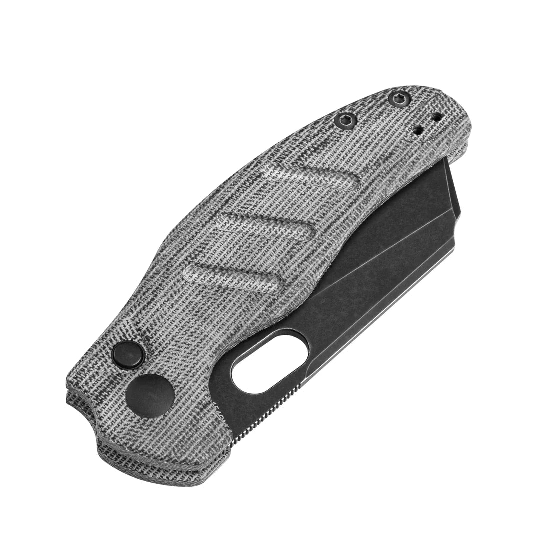 Kizer Sheepdog Button Lock 3.29in 154cm Black Stonewashed Blade Micarta Handles - V4488BC1