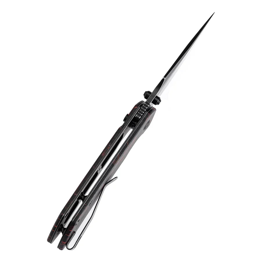 Tenable Fenrir T1034F1 – 3.45" Blackwash 14C28N Blade, Black & Red G-mascus Handle