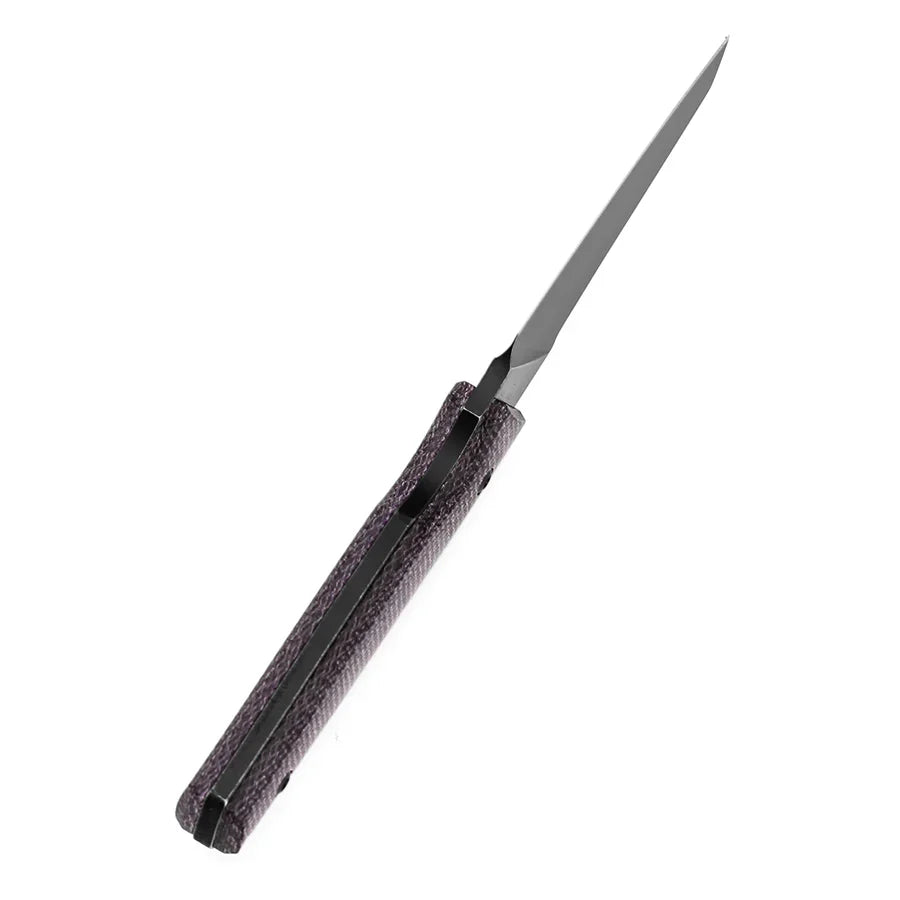 Tenable Parr Outdoor Fixed Blade Knife – 3.12" Reverse Tanto 14C28N Blade, Purple Micarta Handle, Kydex Sheath – G011B1