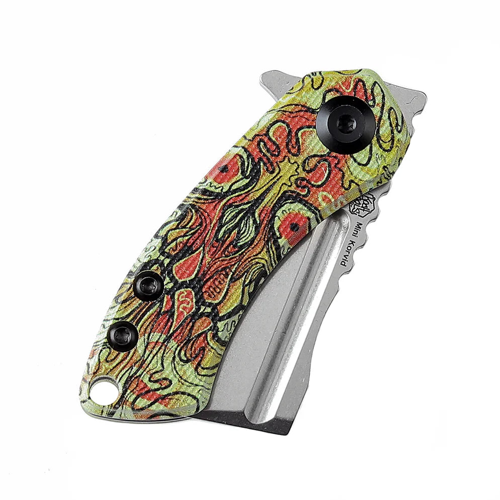 Kansept Mini Korvid 1.45" Stonewashed 154CM G10 with Undead Print-Yellow T3030B4
