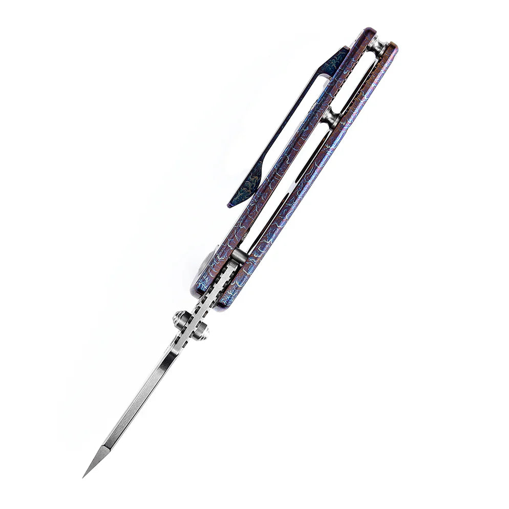 Kansept Little Main Street 2.26" Stonewashed CPM-S35VN Lightning Strike Anodized Titanium Blue, PurpleK2015A5