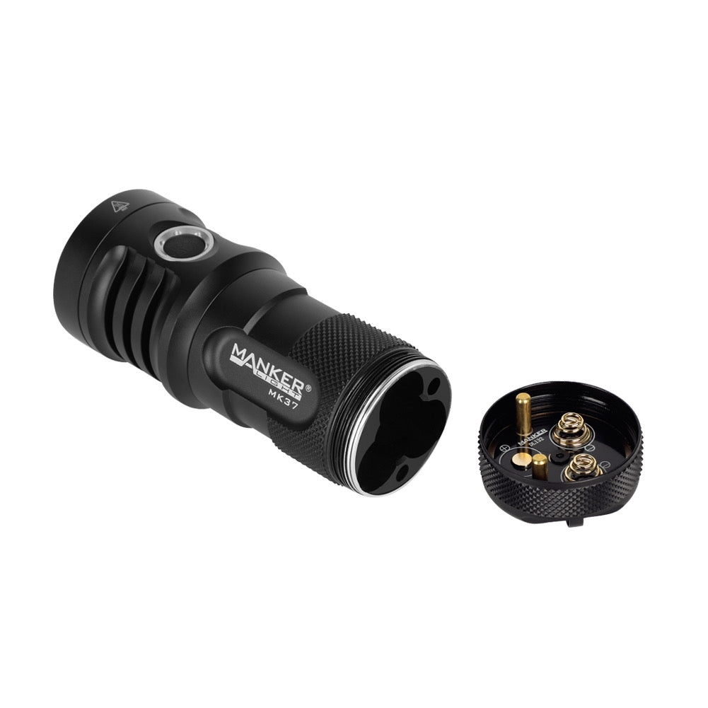 Manker MK37 5,800 Lumen Compact Throw and Flood Flashlight 3 * 18650 Batteries (Included) - Black