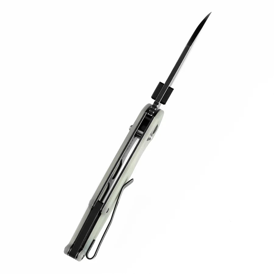 Tenable Model 6 T1022V3 – 3.1" Blackwash 14C28N Blade, Jade G10 Handle with Crossbar Lock