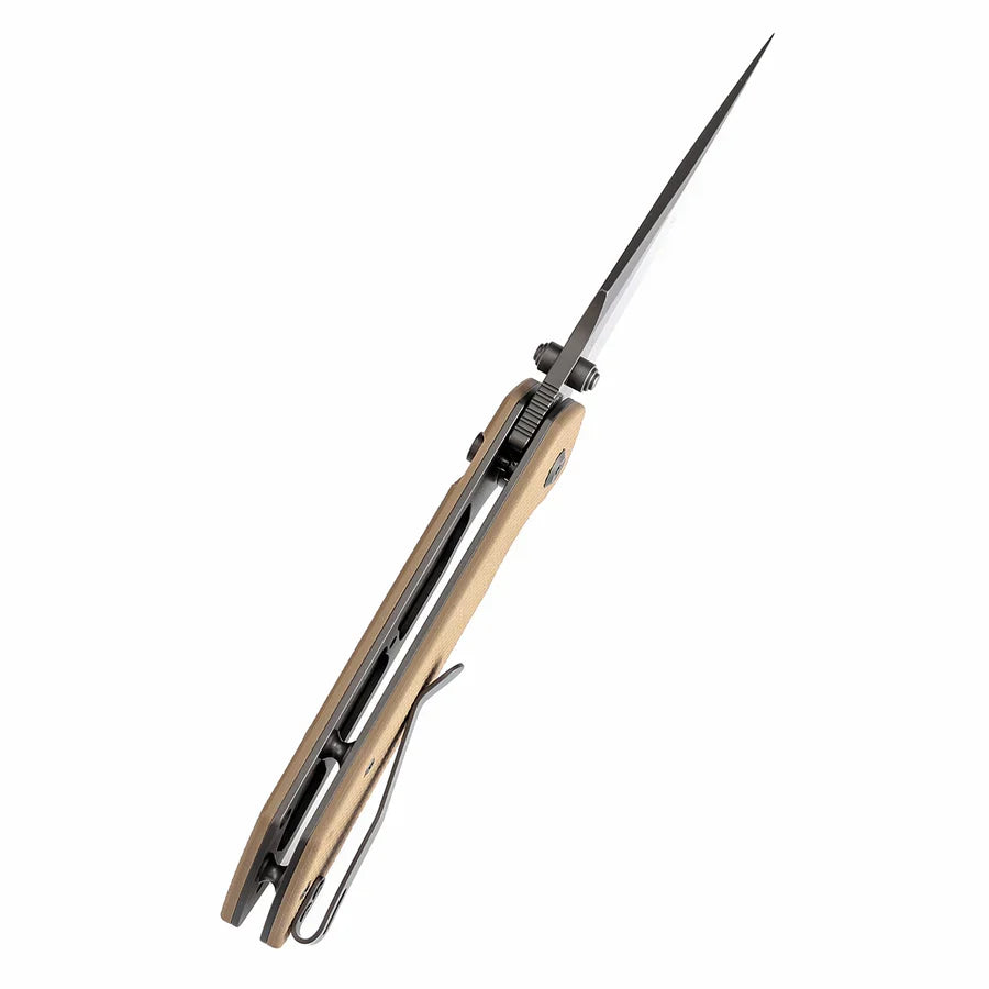Tenable Fenrir T1034F44 – 3.45" Grey TiCN-Coated 14C28N Blade, Light Sand G10 (Grey Accents) Handle
