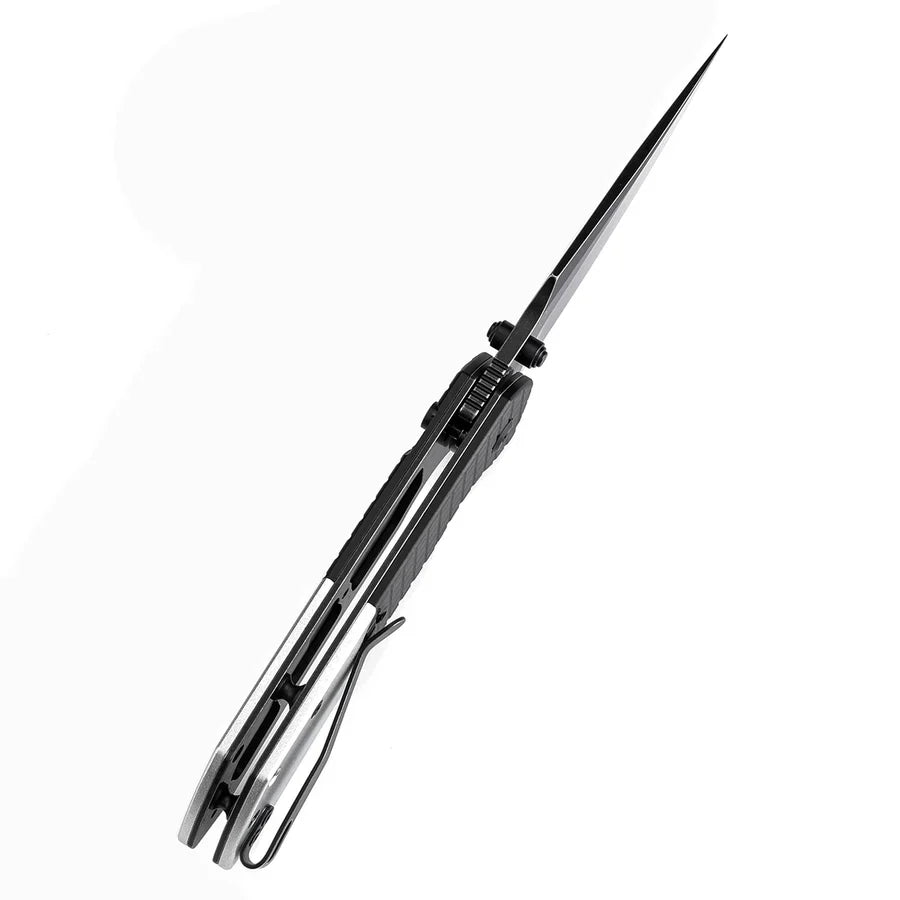 Tenable Fenrir T1034S2 – 3.45" Blackwash 14C28N Blade, Black Aluminum (Frag) + Plain Aluminum Handle