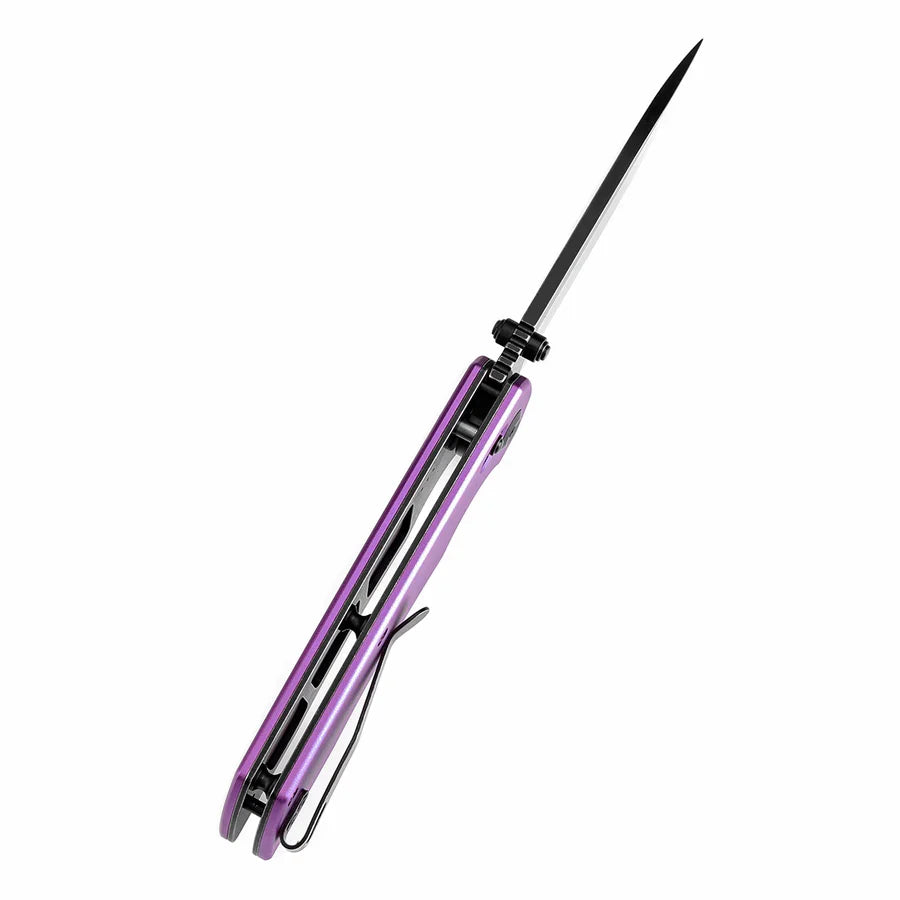 Tenable Kryo T1001V2 – 3.58" Blackwash 14C28N Blade, Purple Anodized Aluminum Handle with Liner Lock