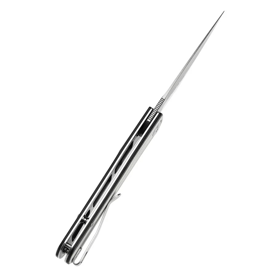 Tenable Kratos T1024A5 – 3.79" Nitro-V Stonewashed Drop Point Blade, Black & White G10 Handle, Liner Lock – Designed by Ostap Hel