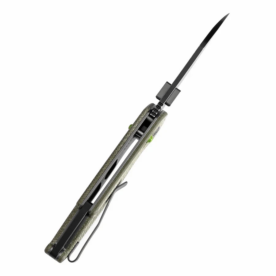 Tenable Model 6 T1022V2 – 3.1" Blackwash 14C28N Blade, Green Micarta Handle with Crossbar Lock