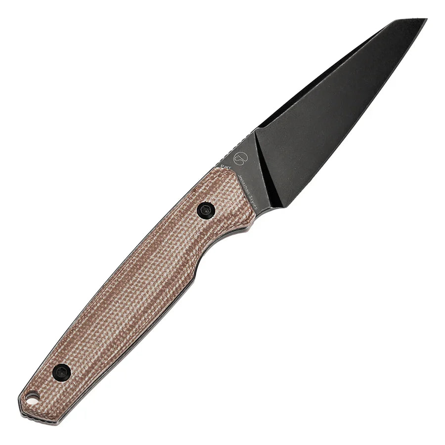 Tenable Outdoor Parr Fixed Blade Knife – 3.12" Reverse Tanto 14C28N Blade, Brown Micarta Handle, Kydex Sheath – G011B4