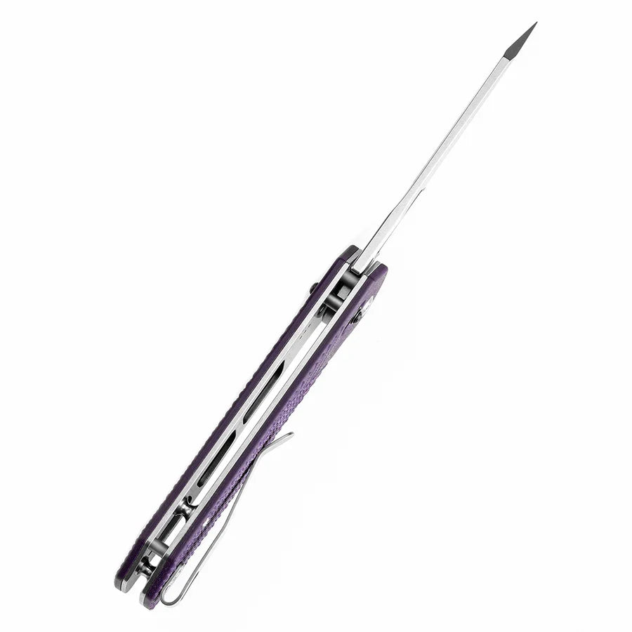 Tenable Shard 3.47" Stonewashed 14C28N Purple G10 with Diamond Pattern T1006V5