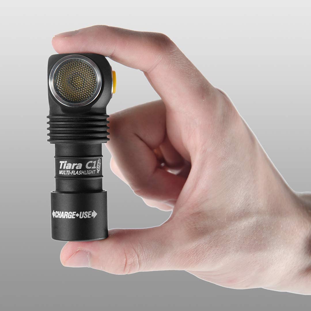 ArmyTek Tiara C1 Warm 980 Lumen Rechargeable Right Angle Headlamp / Flashlight CREE XP-LED 18350 Battery Included
