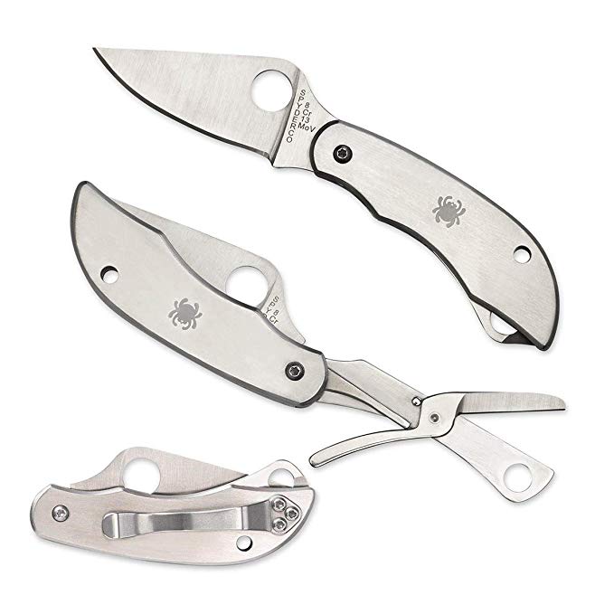 Spyderco ClipIt Tool C169P Folding Knife with Fold Out Scissors (2.0 Inch Blade)