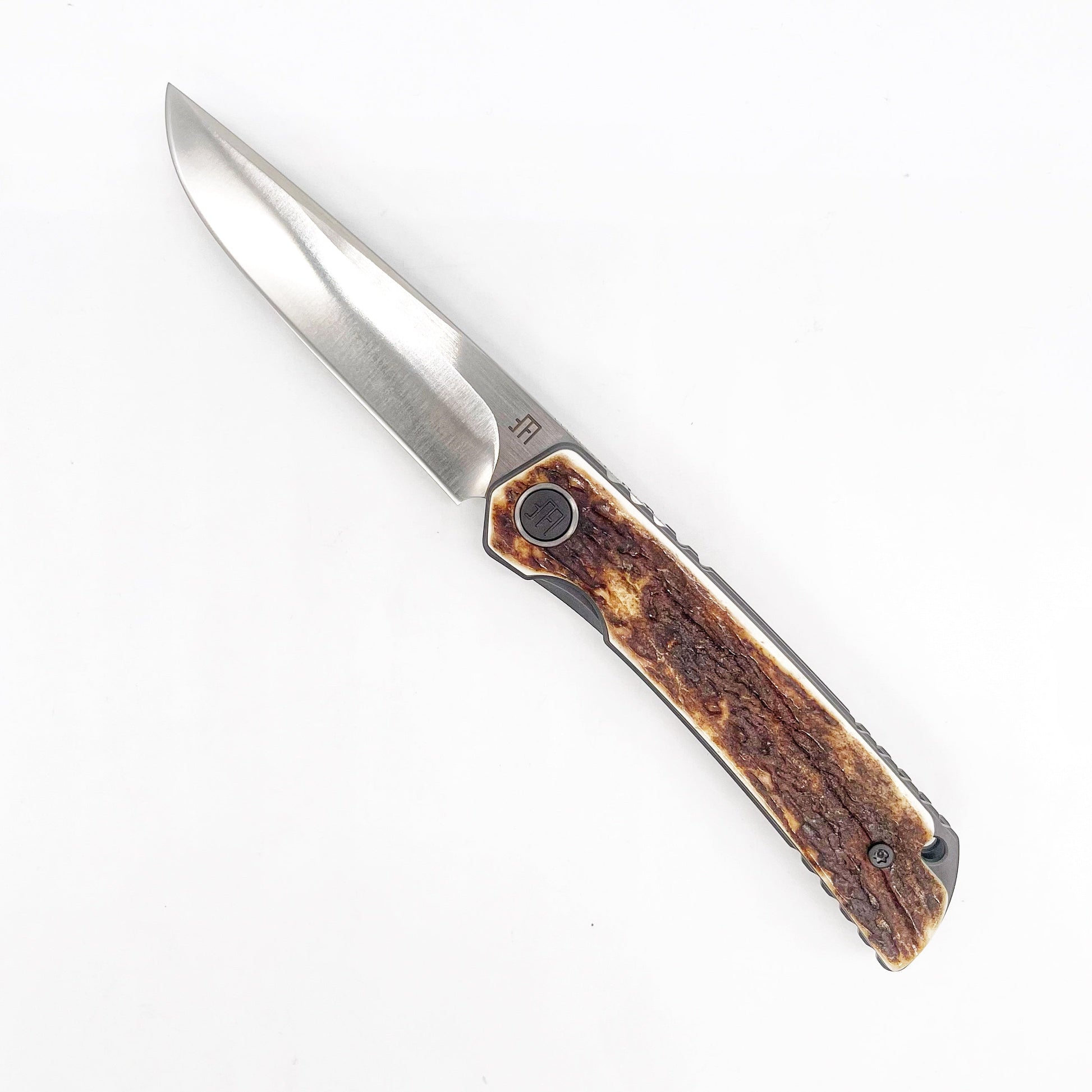 North Mountain Blade HIGO-AntlersM390 front view folding knife
