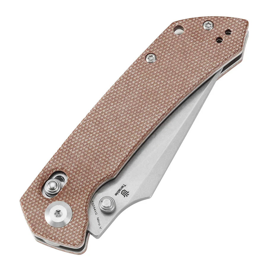 Tenable Fenrir T1034V2 – Brown Micarta, 3.48" Stonewashed Nitro-V Blade, Sparrow Knife Co. Design