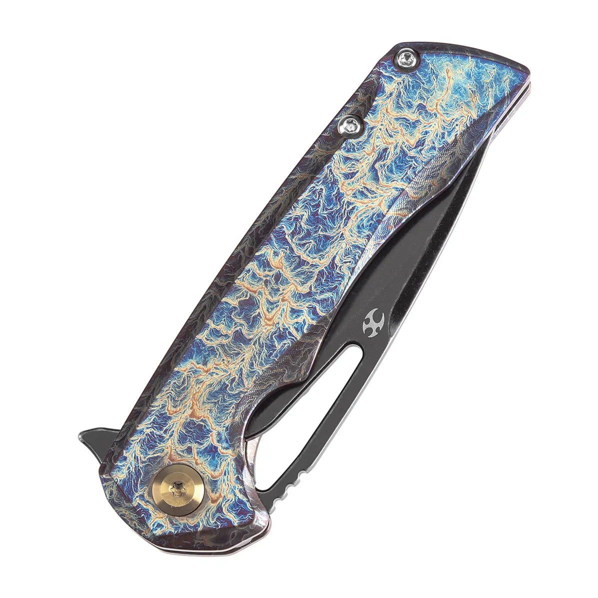 Kansept Mini Kryo 2.9" CPM S35VN Titanium with Lightning Strike Finish Blue K2001A6