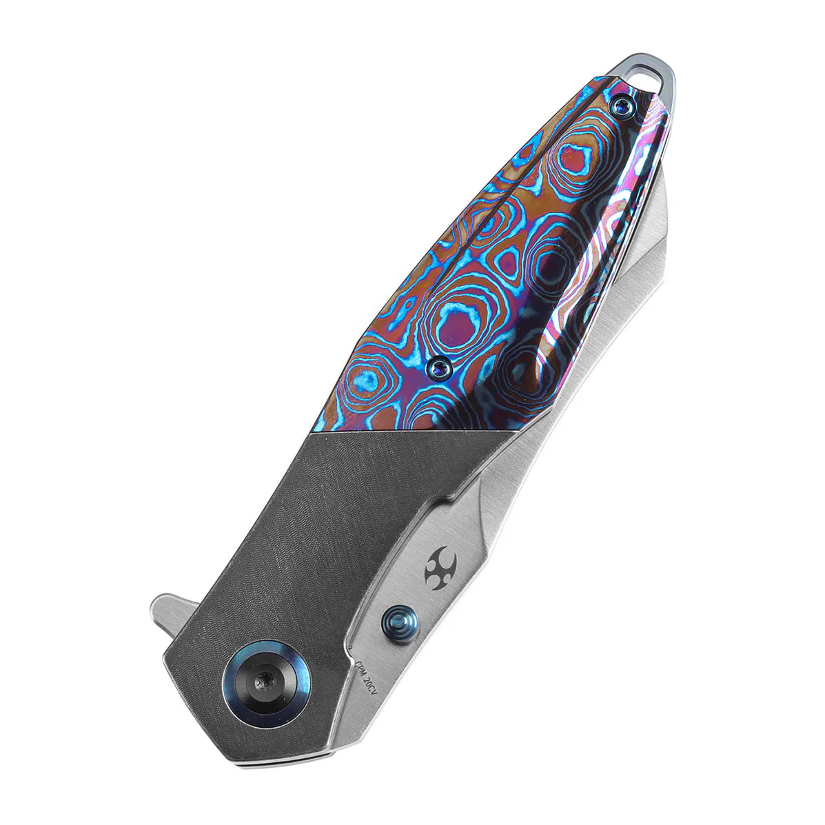 Kansept Mistaken 3.15" Blackwash Titanium + Timascus + Timascus Clip Black, Purple K1053A3
