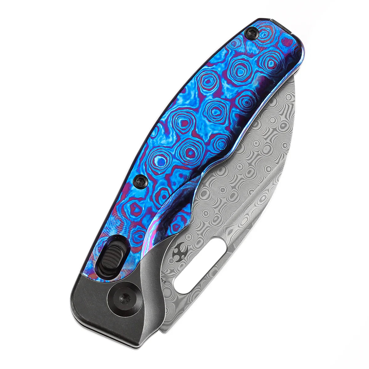 Kansept Vivid 3.04" Damascus Blackwashed Titanium with Timascus Black Purple K1094V5