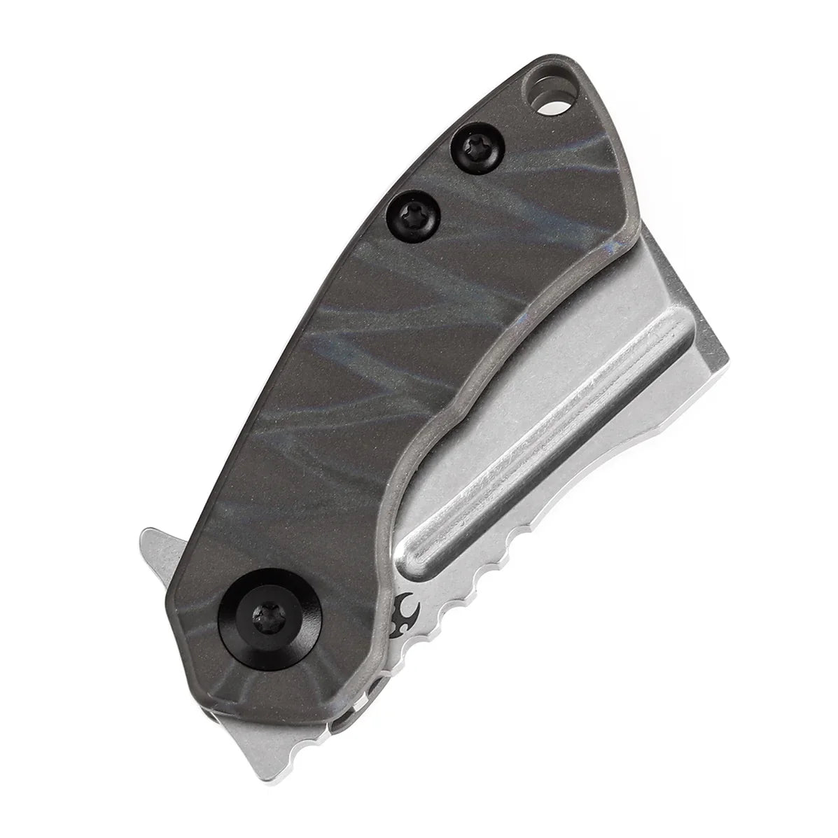 Kansept Mini Korvid 1.45" Stonewashed CPM S35VN Tiger Stripe Flamed Titanium K3030A9