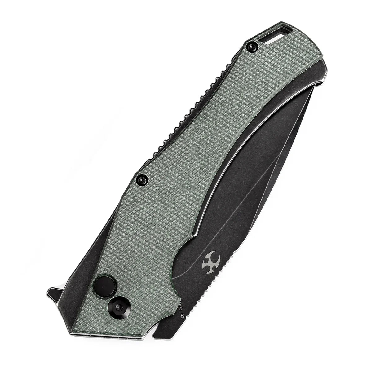 Kansept Hellx 3.6" D2 Green Micarta T1008F1