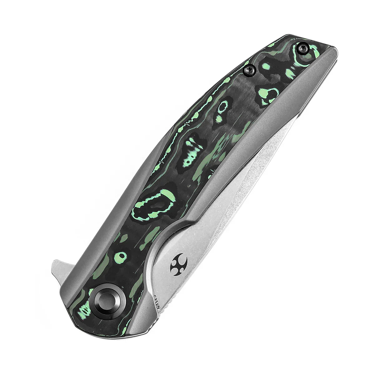 Kansept Accipiter 3.50" Satin CPM S35VN Titanium + Green Carbon Fiber K1007E1