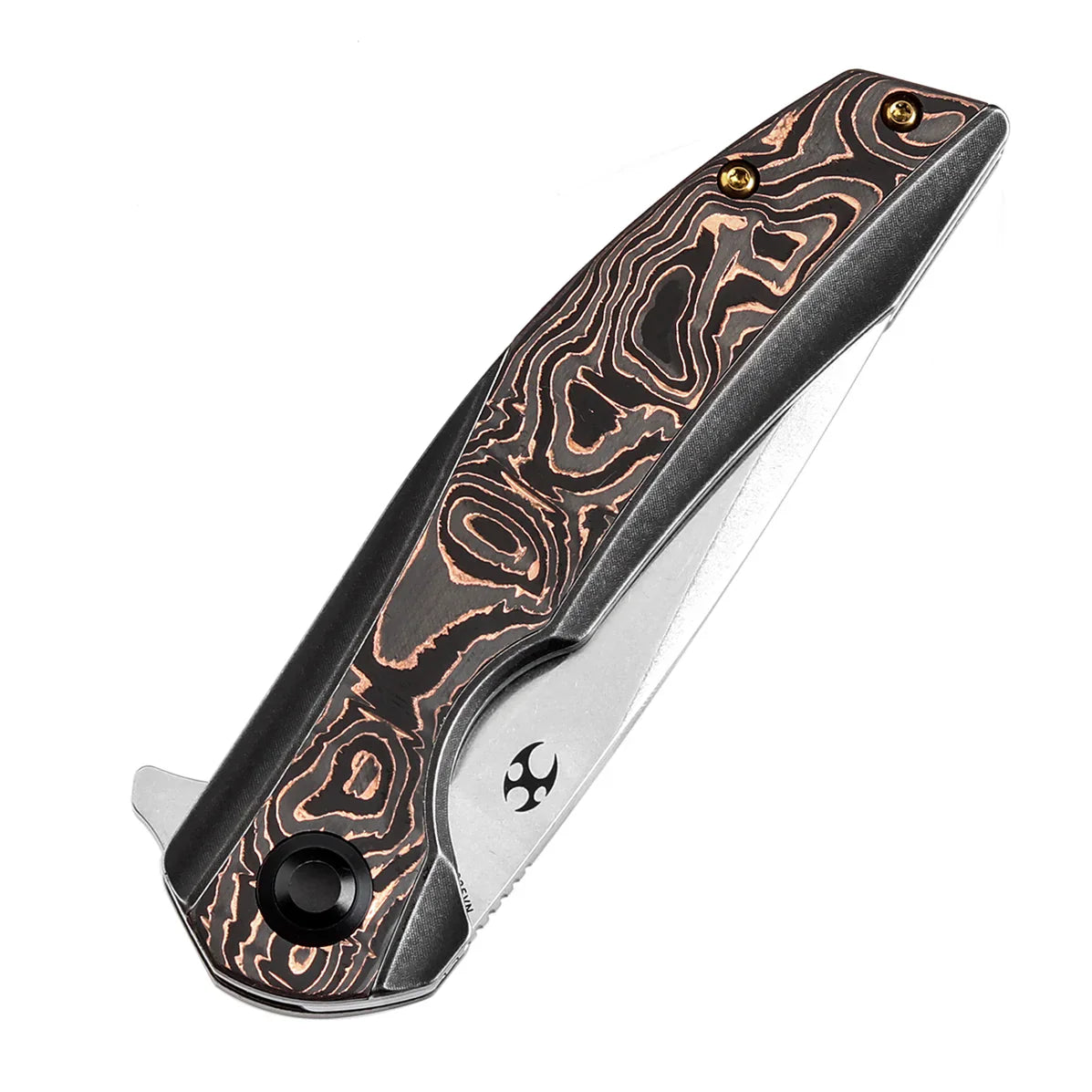 Kansept Accipiter 3.50" Stonewashed CPM S35VN Titanium+Copper Carbon Fiber K1007E2