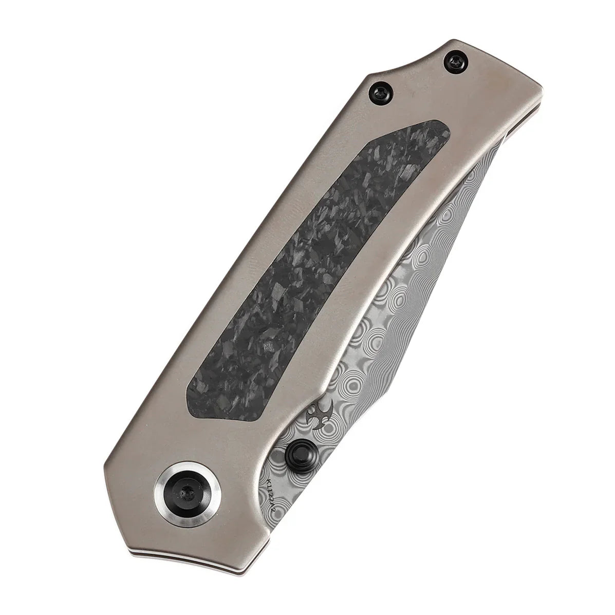 Kansept Fermi 3.11" Damascus FatCarbon Dark Matter Glow Carbon Fiber Grey Black K1122A2