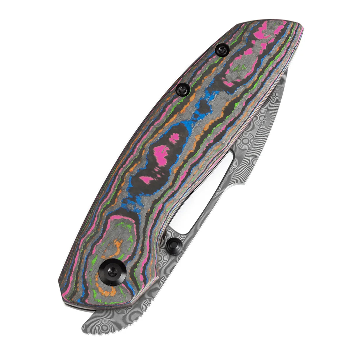 Kansept Link 3.0" Damascus 80S Camo Carbon Fiber + Blackwash Titanium Black K1068A5