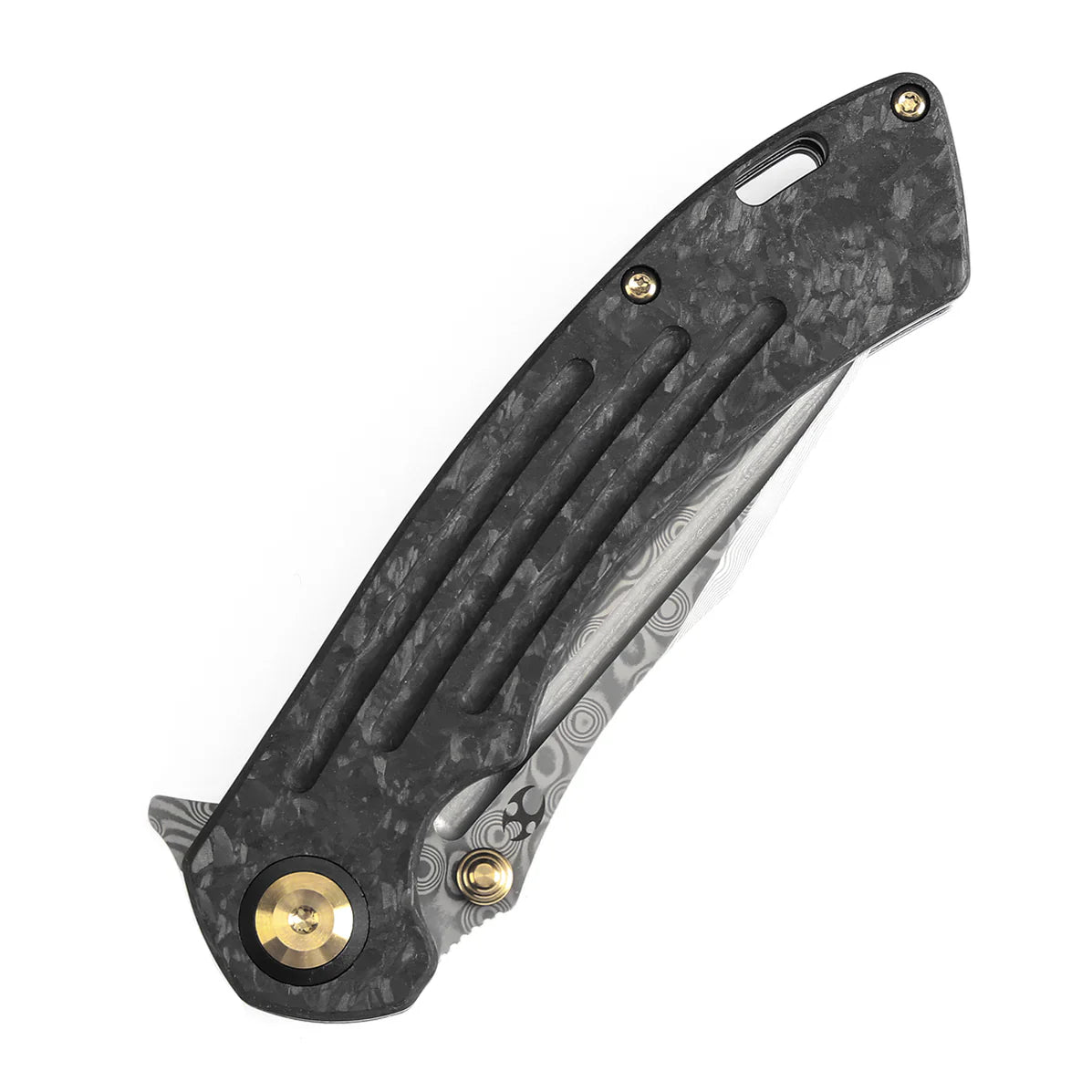 Kansept Pretatout 3.56" Damascus Shred Carbon Fiber Black K1032D2