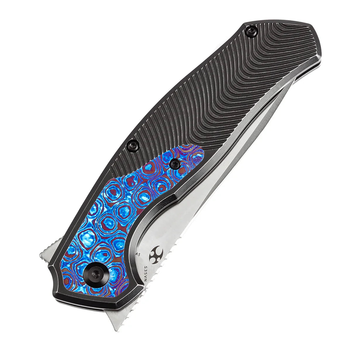 Kansept HAVÃƒËœRN 3.48" CPM S35VN Blackwash Titanium + Timascus Inlay + Timascus Clip Black purple K1069A5