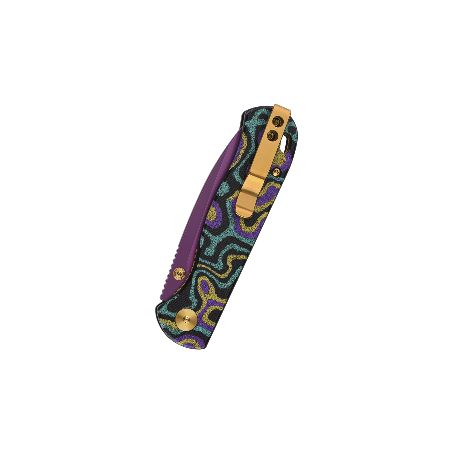 QSP Ferret Mardi Gras Exclusive 3in Nitro V Purple Blade G10 Handles