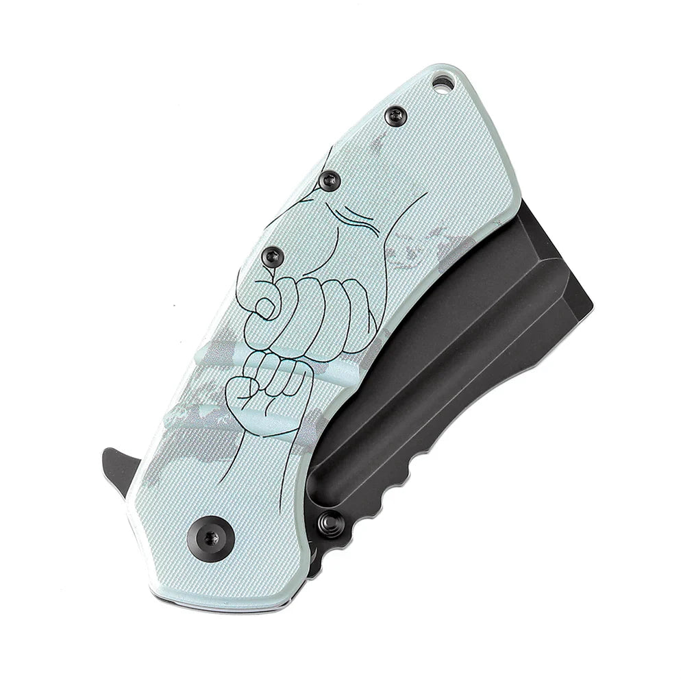 Kansept XL Korvid 3.55" 154CM Jade G10 with Parent and Child Hands T1030B5