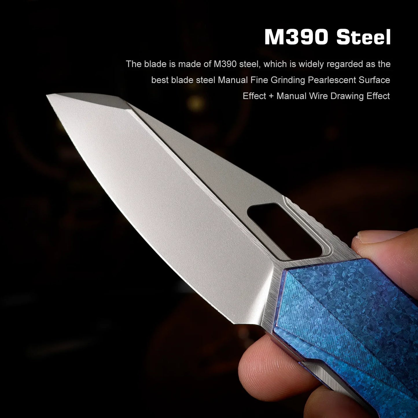 Remette RT-Woodpecker 2.95" M390 Reverse Tanto Knife – Crystallized Titanium Handle RTWP-IB