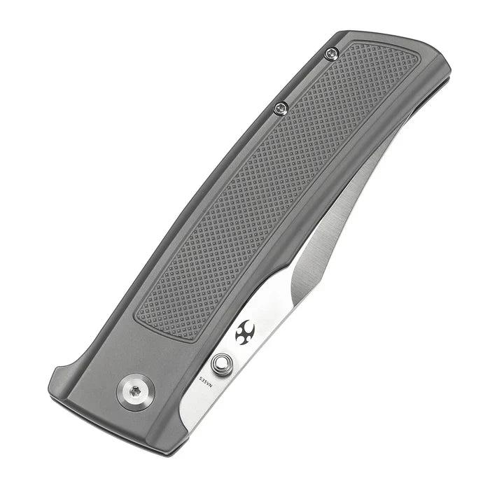 Bison Satin CPM S35VN Plain Titanium with Frag Pattern