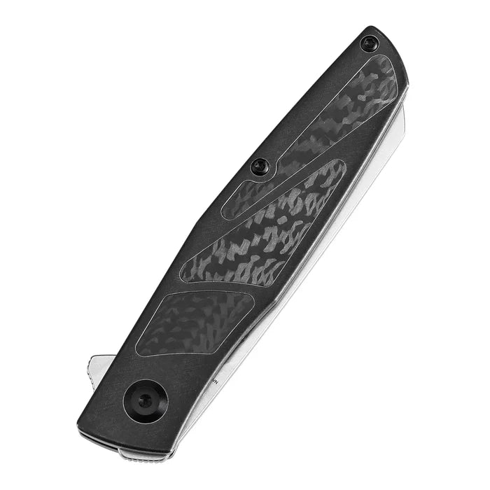 Kansept Cru 3.46" CPM-S35VN Stonewashed Blackwash Titanium & Twill Carbon Fiber Black K1092A5