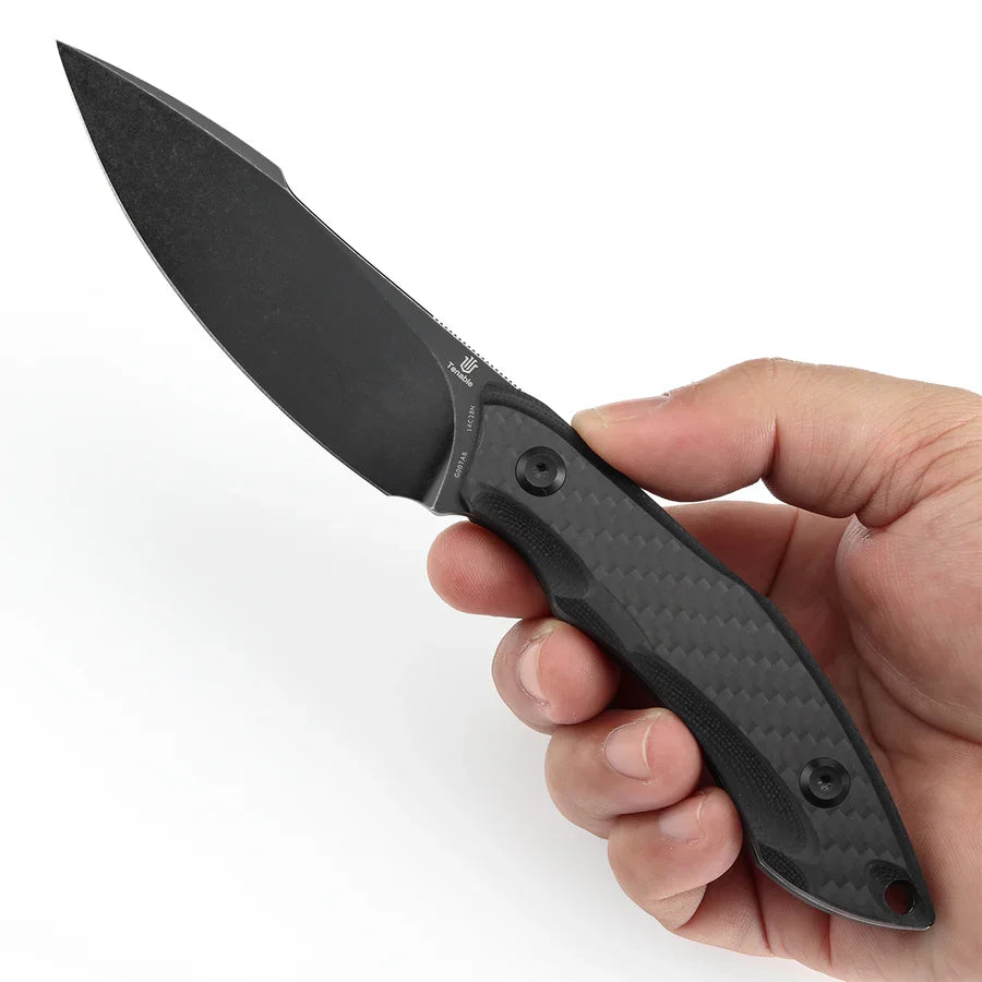 Tenable Luccio G007A6 – 3.81" Blackwash 14C28N Blade, Carbon Fiber + G10 Handle