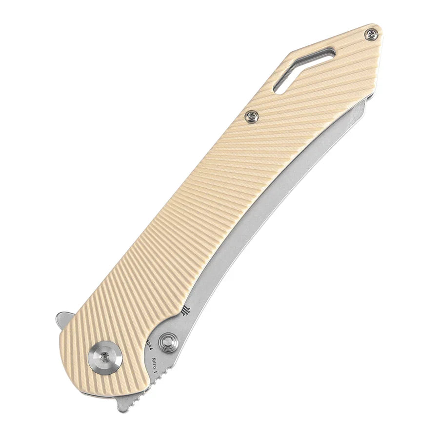 Tenable Colibri Tech T1060A4 – 4.64" Stonewashed Nitro-V Blade, Ivory White G10 Handle