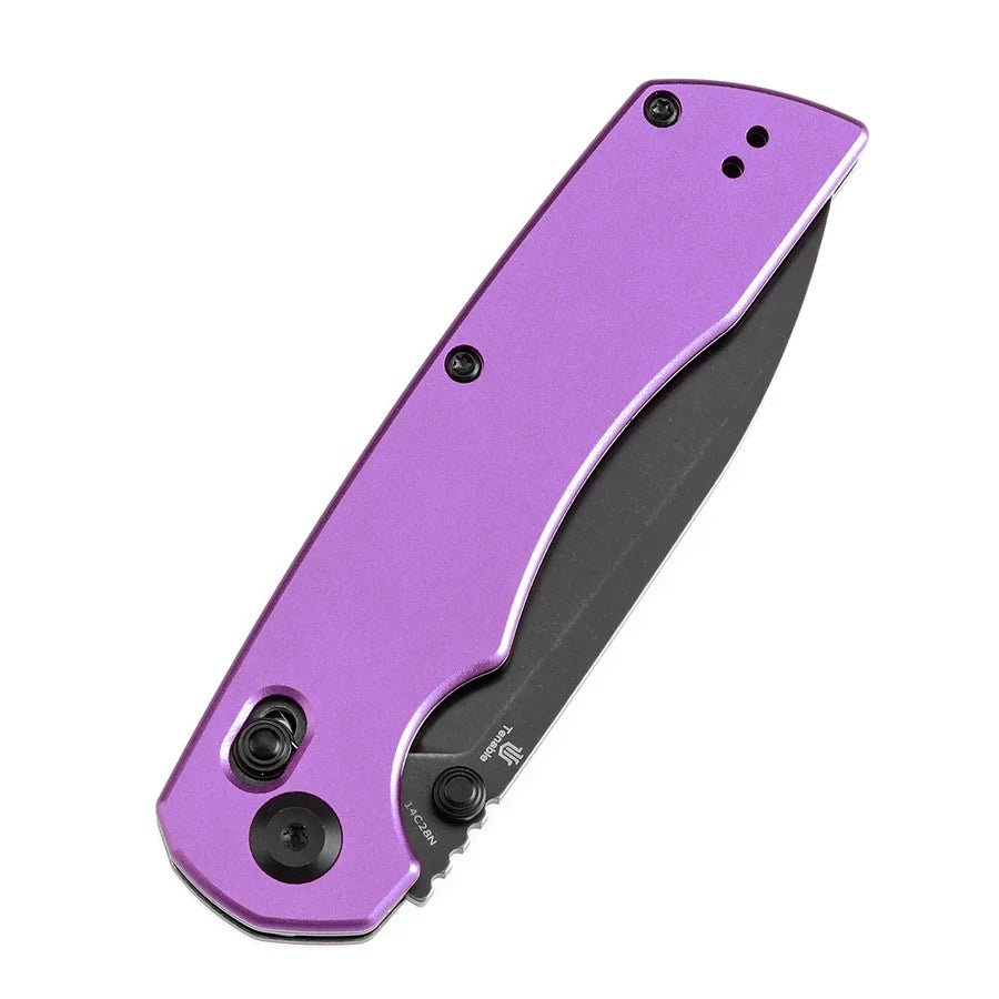 Tenable Kryo T1001V2 – 3.58" Blackwash 14C28N Blade, Purple Anodized Aluminum Handle with Liner Lock