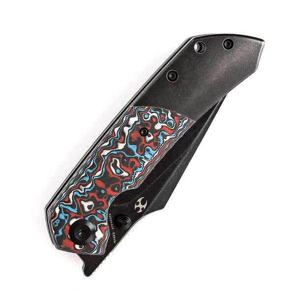 Kansept Knives Fenrir K1034A10 Folding Knife 3.38in S35VN Blade Titanium w/ Red/Black/White Carbon Fiber