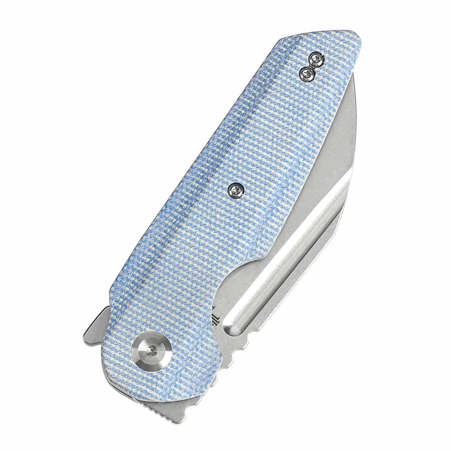 Tenable Rafe L T1048A3 – 3.19" Stonewashed 14C28N Blade, Blue Micarta Handle with Liner Lock