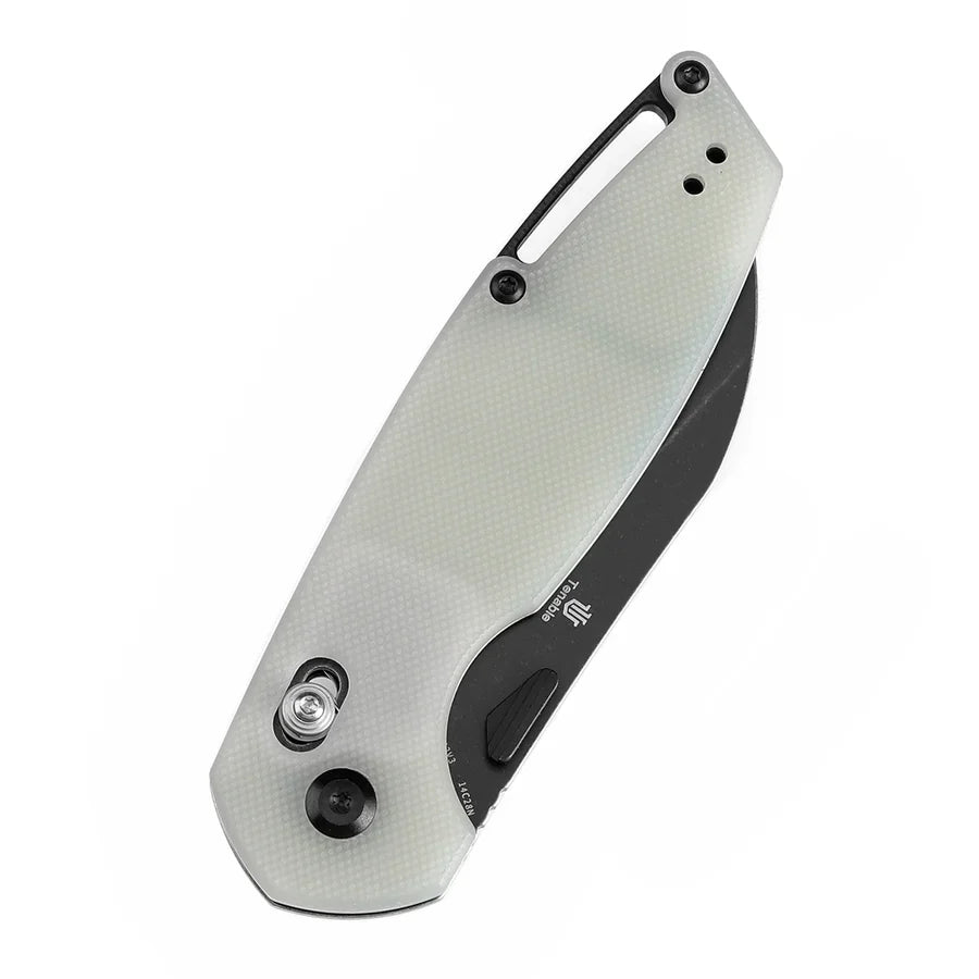 Tenable Model 6 T1022V3 – 3.1" Blackwash 14C28N Blade, Jade G10 Handle with Crossbar Lock