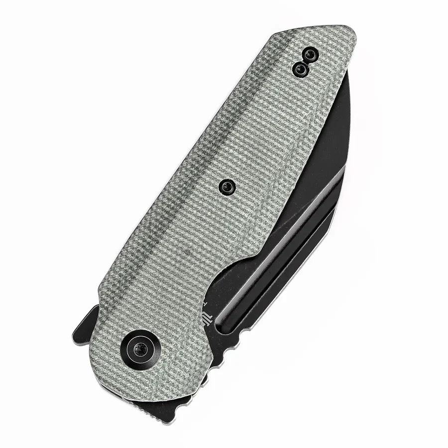 Tenable Rafe L T1048A1 – 3.19" Black Stonewashed 14C28N Blade, Green Micarta Handle with Liner Lock