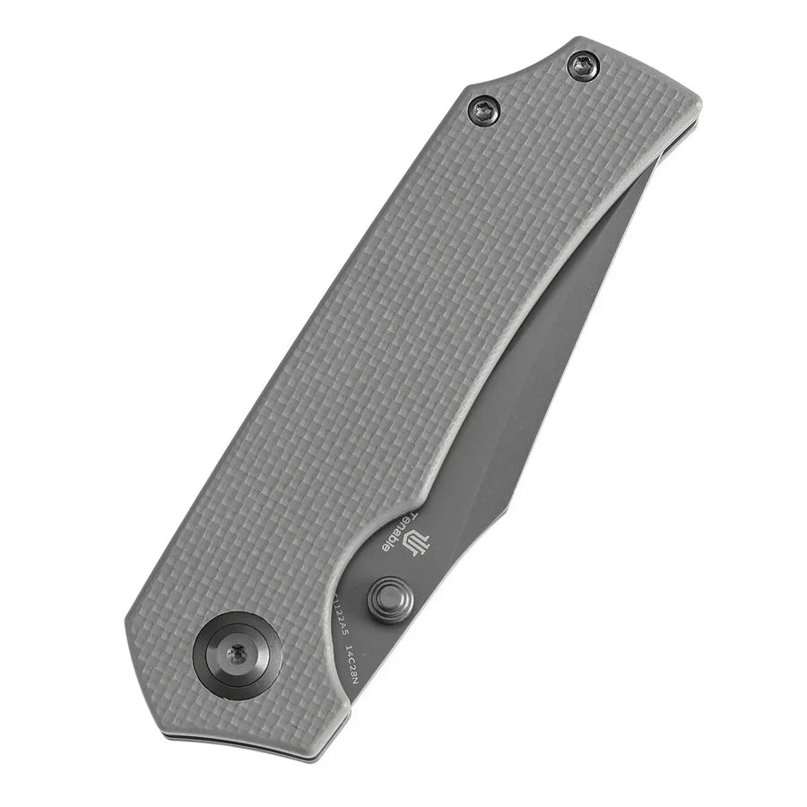 Tenable Fermi T1122A5 – 3.11" Gray TiCN-Coated 14C28N Blade, Light Sand G10 Handle with Liner Lock