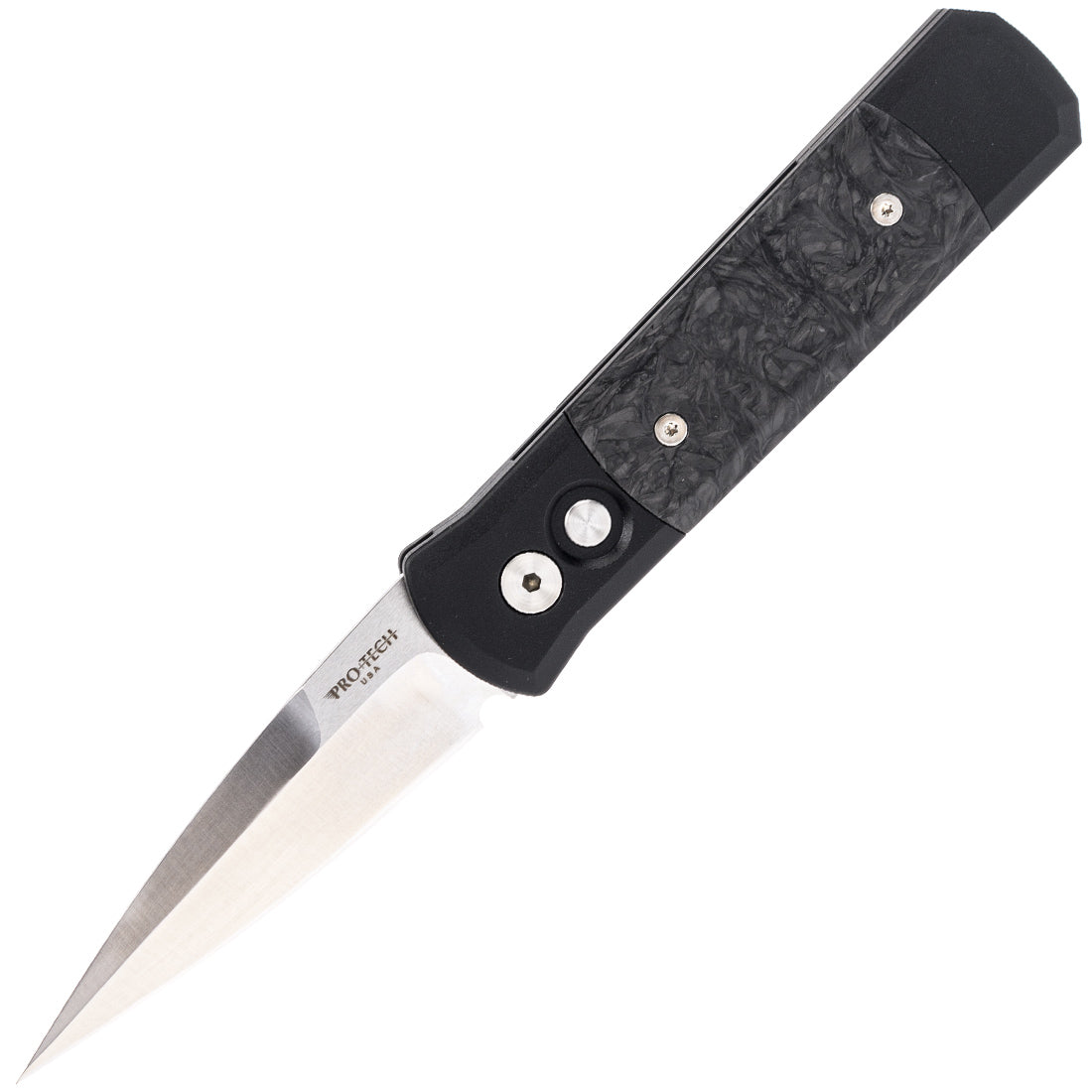 Pro-Tech Godson Black Handle Dark Matter FatCarbon Fiber Inlay Satin Blade