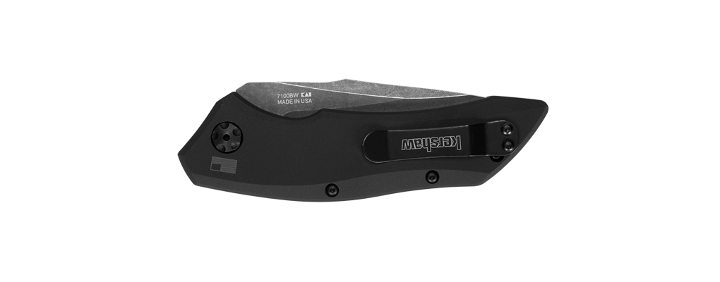 Kershaw Launch 1 7100BW Automatic Knife Black Aluminum (3.4" BlackWash CPM 154)