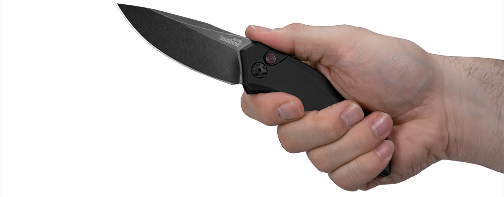 Kershaw Launch 1 7100BW Automatic Knife Black Aluminum (3.4" BlackWash CPM 154)