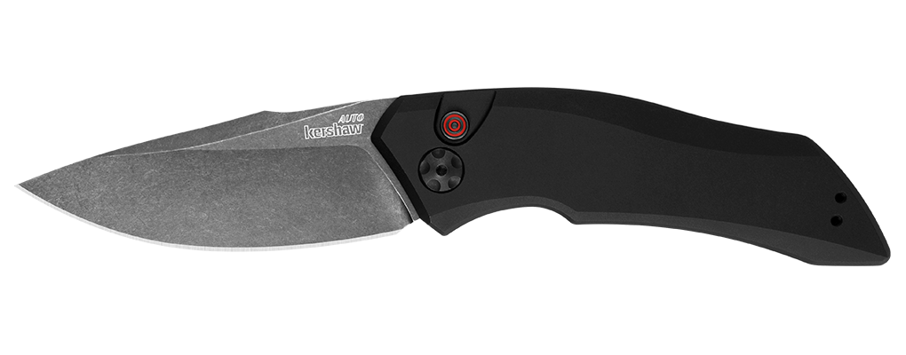 Kershaw Launch 1 7100BW Automatic Knife Black Aluminum (3.4" BlackWash CPM 154)